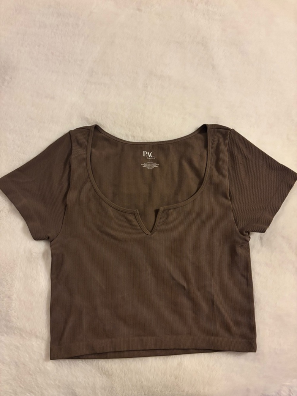 PacSun Brown Ribbed Scoop V-Notch Top